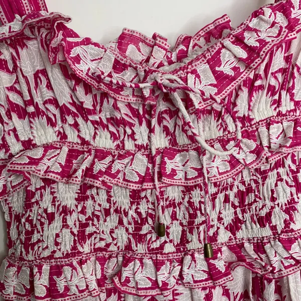 Saylor Denise Tiered Pink Floral Maxi Womens Dress Small - Image 9
