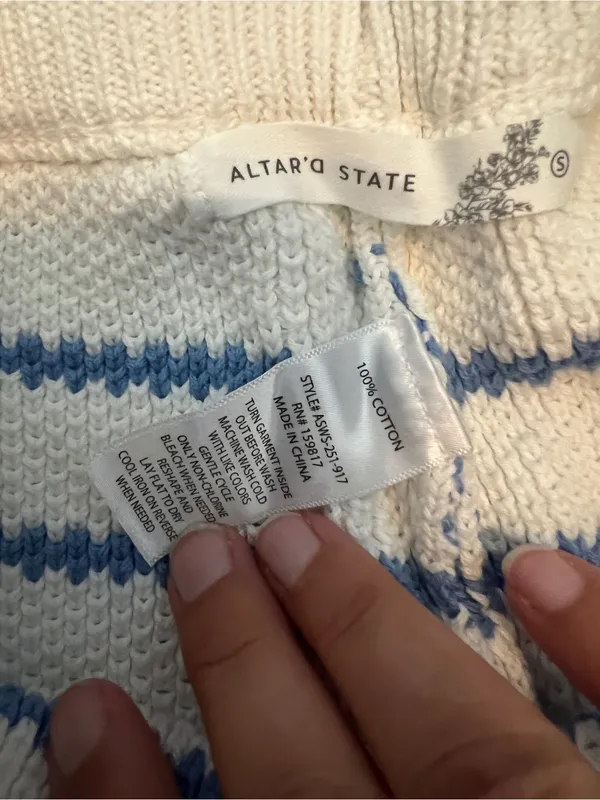 Altard state White & Blue Striped Knit Drawstring Women's Shorts - Image 8