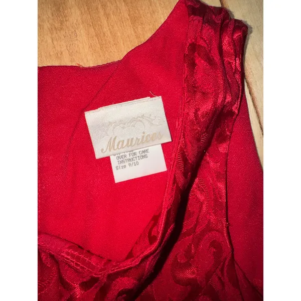 Vintage Maurices Red Jacquard Dress with Matching Cardigan Set‎ Size 9/10 - Image 2