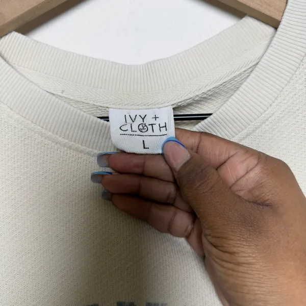 Ivy + Cloth‎ Womens 100% Cotton Sweatshirt L Cream Bend & Snap Football Graphic - Image 6