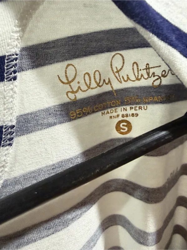 Lilly Pulitzer Navy and White Striped Long Sleeve Boatneck Top Size small - Image 6