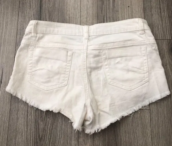 Brandy Melville Denim Cut Off Jean Shorts EU 40 US Small White - Image 3