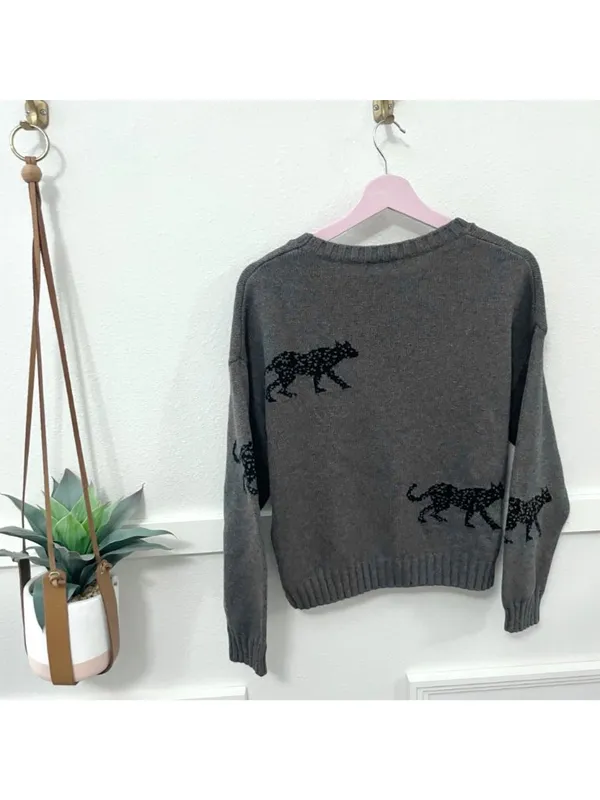 Rails Perci Intarsia Cat Cotton & Cashmere Sweater Size S - Image 7