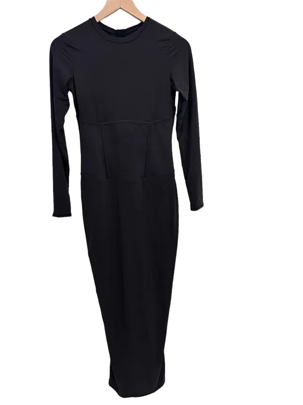 SKIMS Fits Everybody Corset Long Sleeve Dress in Onyx Large Sold Out NWT - Image 9