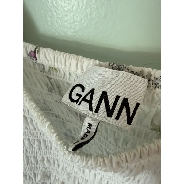 GANNI Floral Printed Poplin Cotton Mini-Dress 2 NWT Sun Puff Sleeve Cottagecore - Image 11