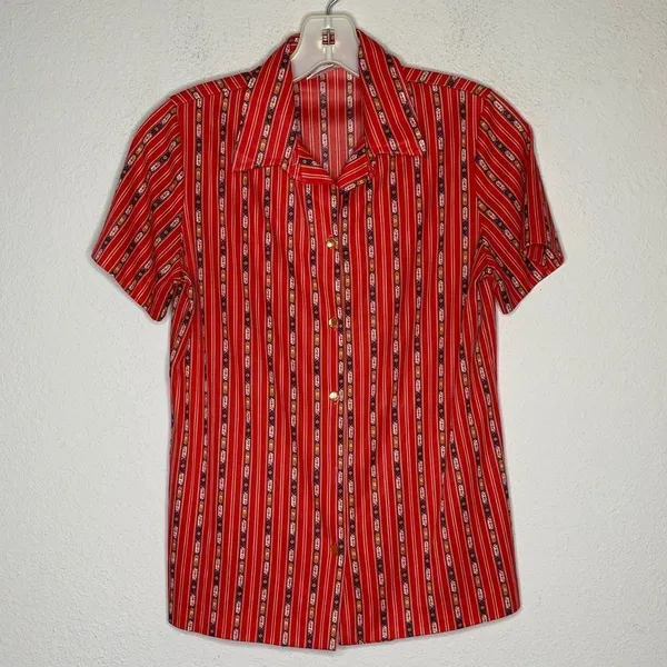 Vintage Graff Polyester Blouse Red‎ Red Size M - Image 6