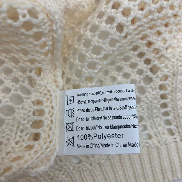 Cream Open Weave Crochet Oversized Slouchy Knit Sweater S - Image 10