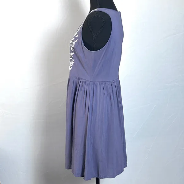 YA Los Angeles Dress Womens Large Embroidered Fit & Flare Purple Boho Cottage - Image 5