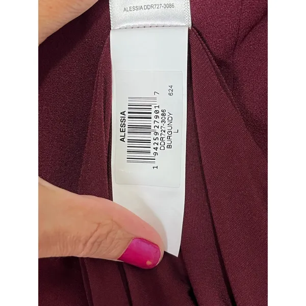 Dress the Population Alessia Sheath Cocktail Dress Plum Slit Large Elegant New - Image 9