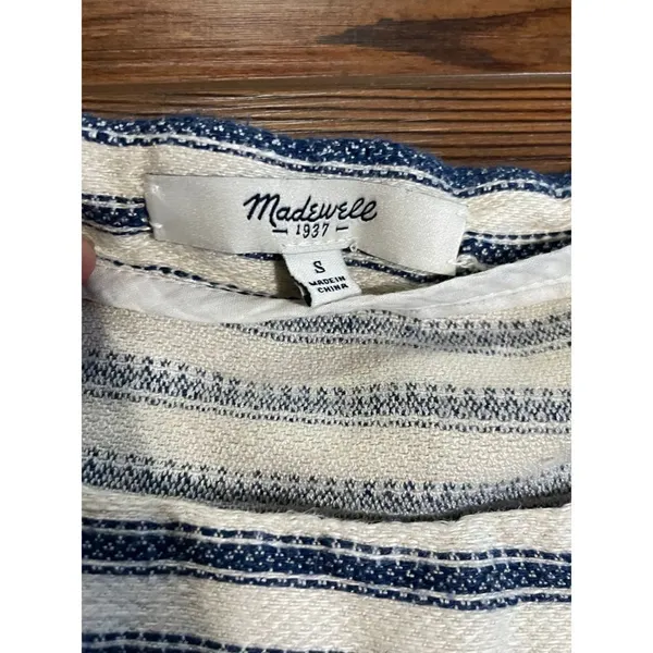 Madewell linen blend blue /‎ off white striped dress sz S - Image 11