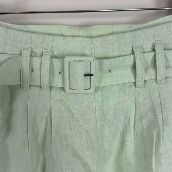 Abercrombie & Fitch‎ Linen Blend Belted High Rise Mint Green Shorts Size Small - Image 4