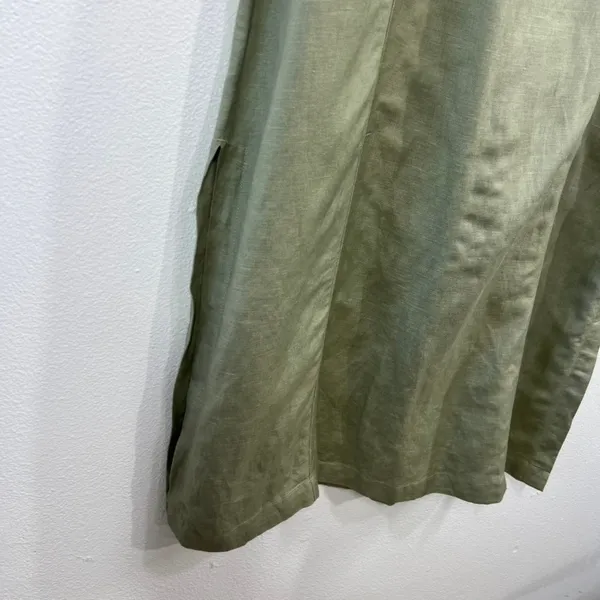 Cherokee Sage Green Linen Rayon Maxi Dress Tank Sleeveless Patch Pockets Large - Image 7