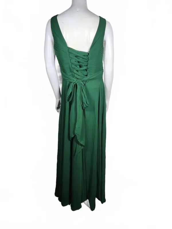 Vnaix Elegant Green Maxi Dress with Lace-Up Back Size 8 - Image 4