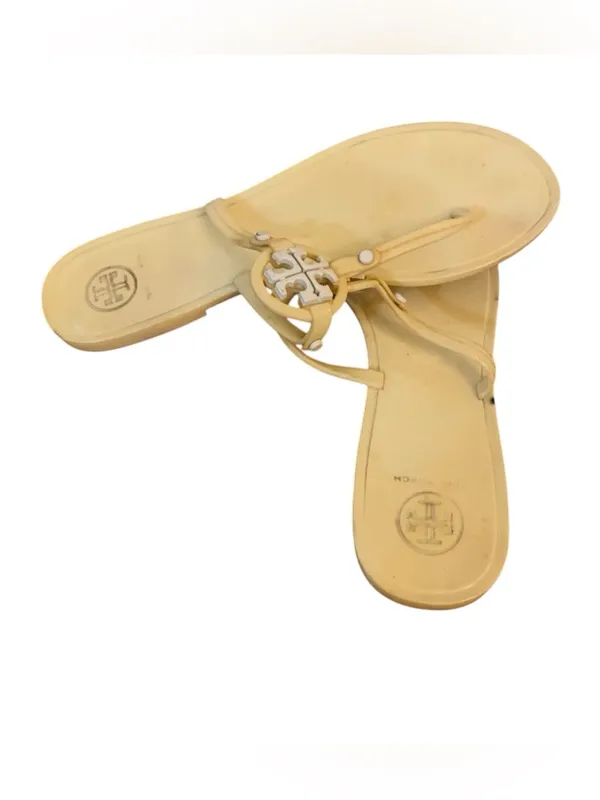 Tory Burch Cream white Mini Logo jelly Miller Sandals Resortwear vacation Costal - Image 3
