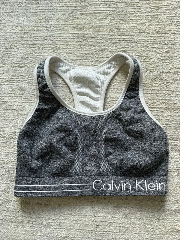 Calvin Klein Dark Heather Gray Racerback Sports Bra (Size Small) - Image 3
