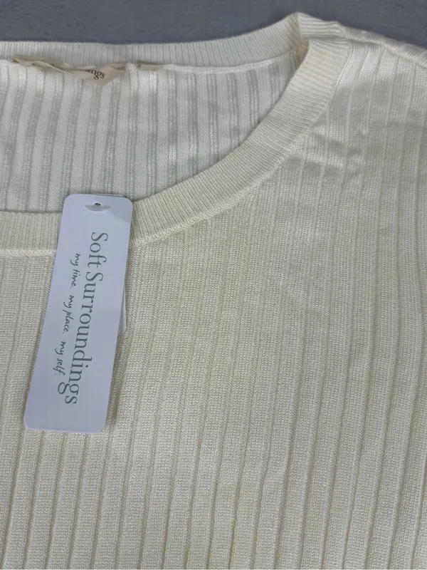 Soft Surroundings SoftEssential Ribbed Sweater 2X Ivory Cream NWT Lightweight - Image 2