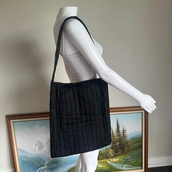 Vintage Black & Gold Geisha Print Quilted Tote Bag - Image 5
