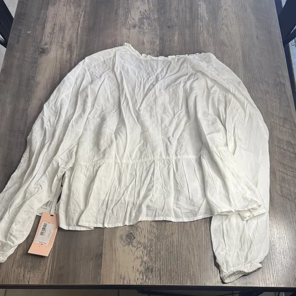 Black Tape 90’s White Eyelet Blouse Size L - Image 6