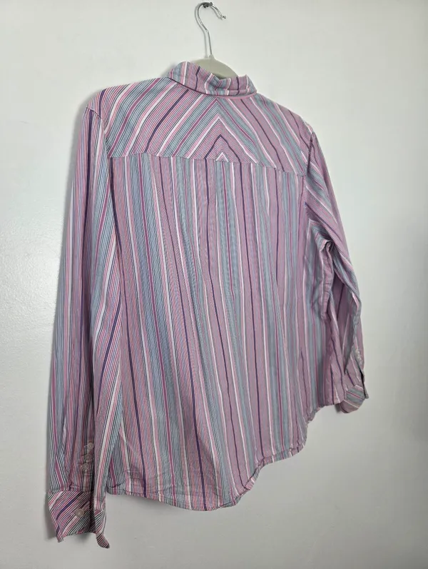 Pastel Chevron Striped Blouse Top Purple Pink Cotton Twee Preppy 90s Butter Mom - Image 7