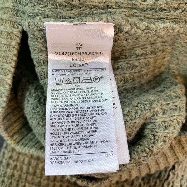 GAP Womens XS Olive Green Waffle Knit Hoodie Drawstring‎ Pullover Casual - Image 4