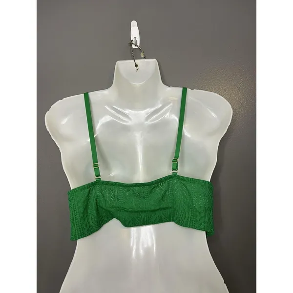 Aerie Bralette Bra Womens Large Green Lace Wireless Unlined Longline Stretch - Image 4