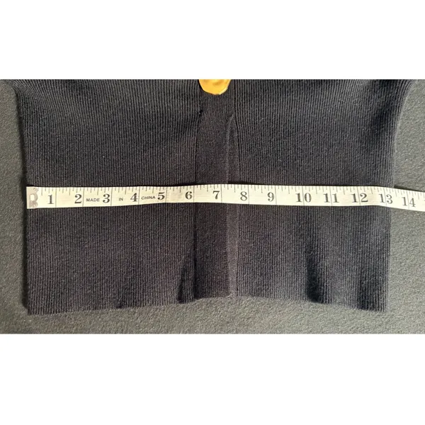 NWT Commense XS Black V Neck Gold Rose Button Cinched Waist Knit Sweater Vest - Image 13