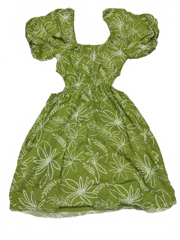 Liberty Love Green Floral Puff Sleeve Dress Medium - Image 2
