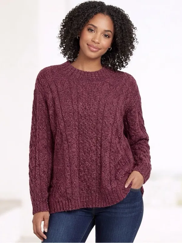 Paris Sport Club Mohair Cable knit Sweater Berry Cottagecore SZ M 90’s Y2K - Image 3