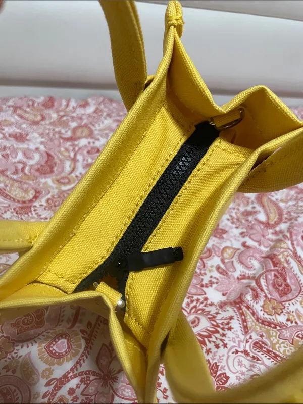 Marc Jacobs Yellow Canvas Mini Tote with Black Strap - Image 10