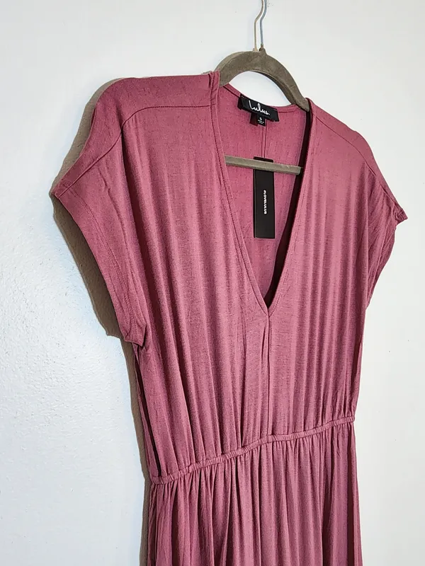Lulus Pink Short Sleeve Boho Maxi Dress Size Small NWT Casual Wedding Guest - Image 5