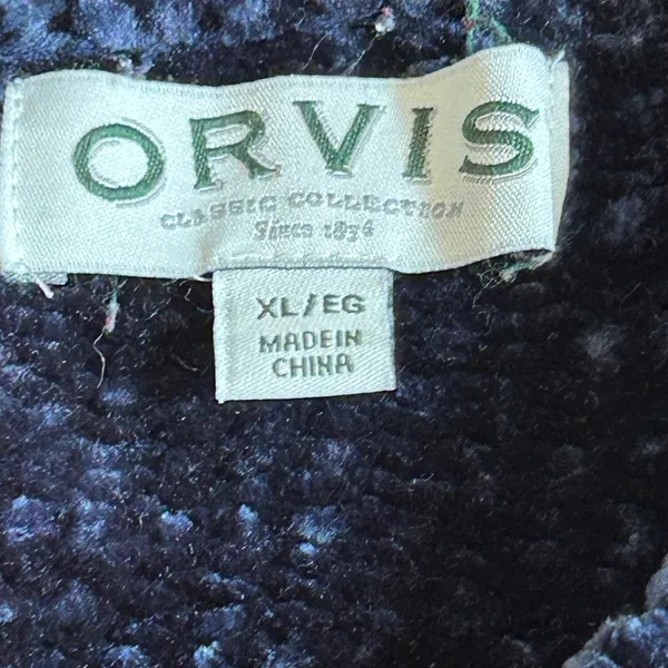 Orvis Classic Collection Navy Blue Chenille Knit Crew Neck Sweater XL - Image 3