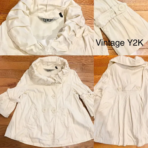 Vtg Y2K Last Kiss off White Swing light Jacket Exaggerated Retro Ruffle Collar L - Image 3