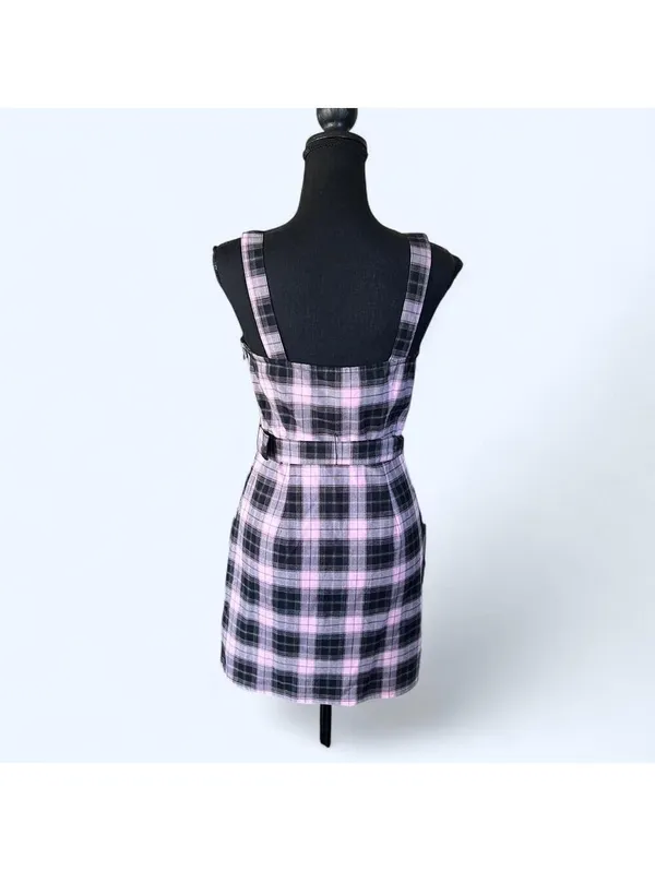 vintage y2k pink black plaid coquette fairy mini dress size small 🎀 - Image 4