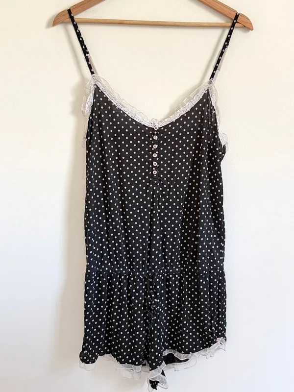Victoria’s Secret Polka Dot Romper Size Medium Pajama PJ Lounge Y2K Modal comfy - Image 2