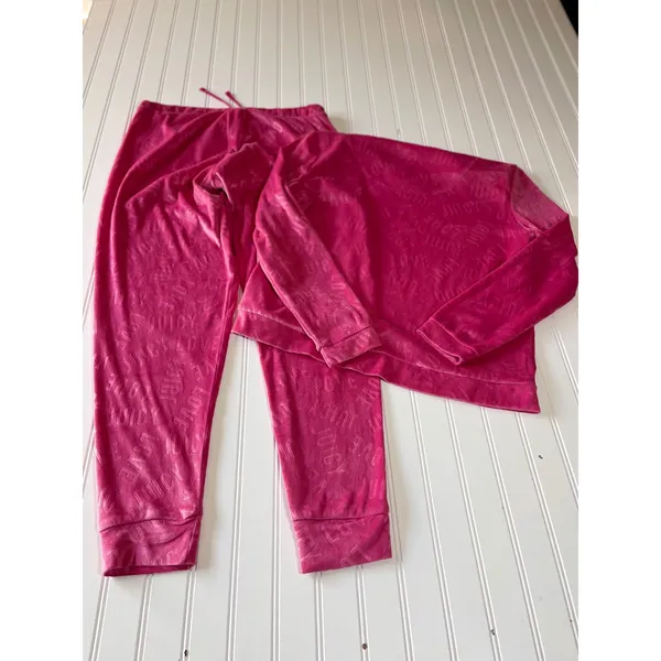 Juicy Couture Velour Pajama Set Fuchsia Pink Logo Y2K Lounge Set 3330-47 M - Image 7