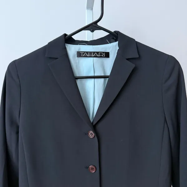 Tahari Wool Office Siren Academia Professional Career Blazer 4 Black - Image 2