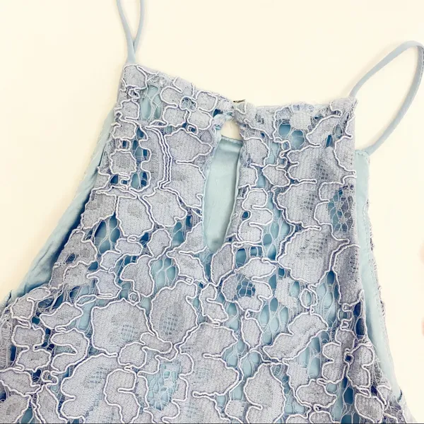 NBD x Revolve Bria Lace Halter Mini Dress: Periwinkle Blue - Image 8