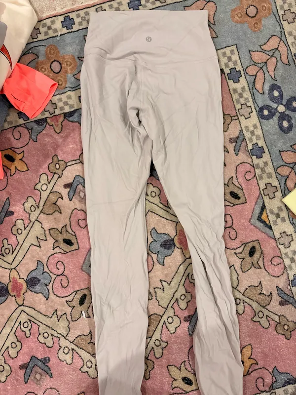 Light Grey Lululemon Align Leggings White Double Lined 4 - Image 2