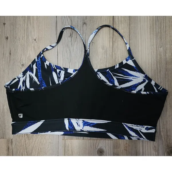 Fabletics Sports Bra Medium Impact Racerback Blue White Print‎ Size Large/XLarge - Image 5