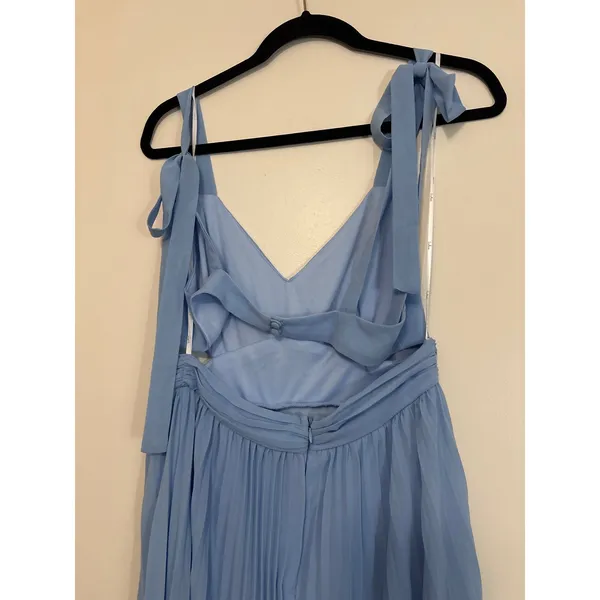 Lulus Pleated Cutout Maxi Dress Womens Medium Light Blue Tie Strap Formal Gown - Image 5