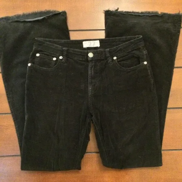 Free People we the free corduroy flare pants 27 black raw hem - Image 2