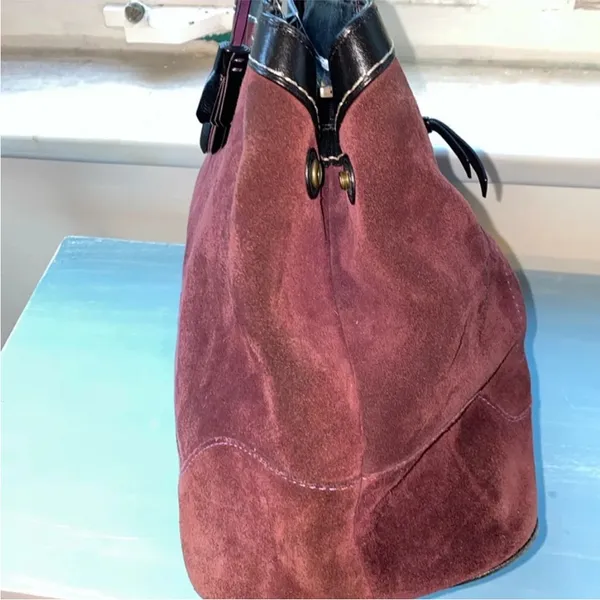 Coach Burgundy Suede Hampton Shoulder Bag - Image 6
