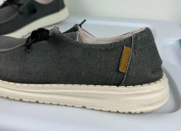 Hey Dude Wendy Chambray Moccasin Slip On Shoe Sz 7 Dark Grey Black - Image 10