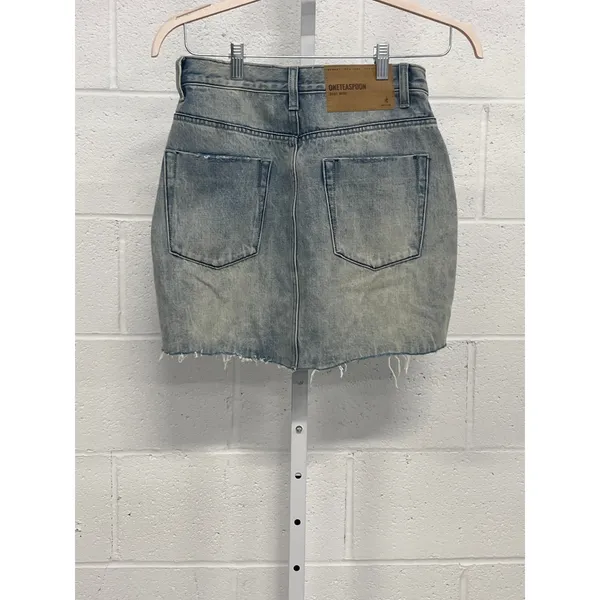 NEW NWT One teaspoon Sz 26 /2 "2020 mini" Denim jean skirt light wash distressed - Image 2
