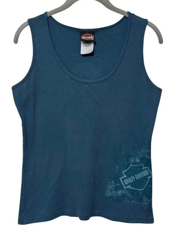 HARLEY-DAVIDSON Las Vegas Tank Top L Teal EUC - Image 2