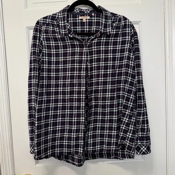 Barbour Birling Shirt Plaid Button Up‎ Navy Pink White Size 10 - Image 2