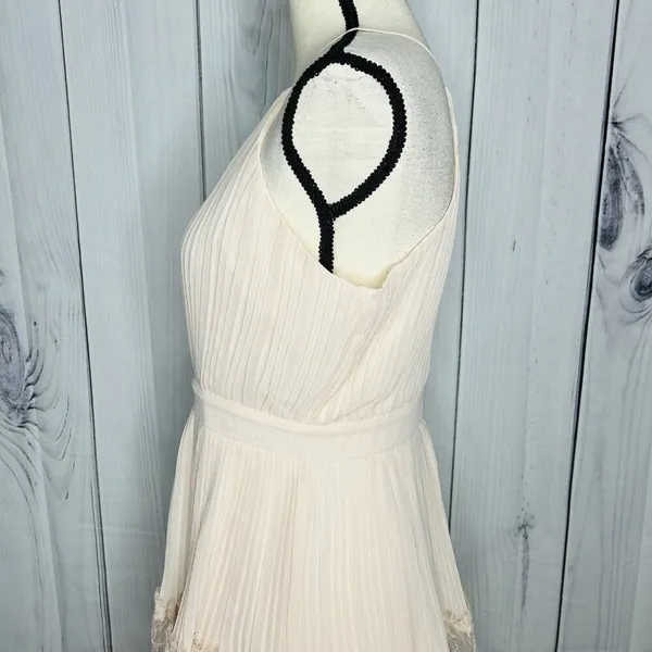 NWT Just Me Women's Pink Lace Ruffle Tiered Boho Sleeveless Pleated Dress Size M - Image 9