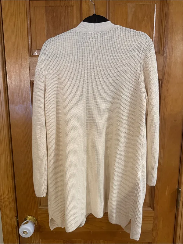 Old Navy cream longline open front Cardigan sweater size large . - Image 4