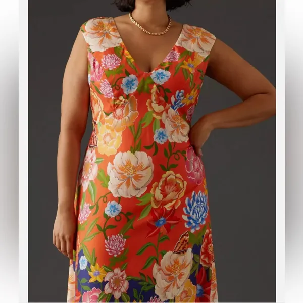 Anthropologie Painterly Open-Back Midi Dress in Watercolor Floral - Image 3
