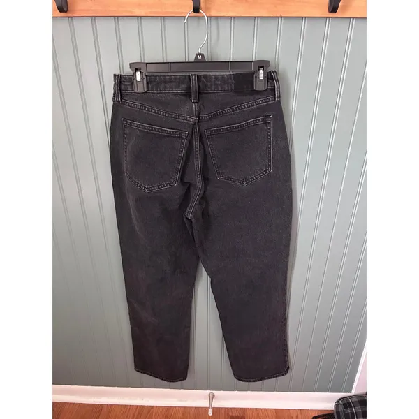 Abercrombie & Fitch The Vintage Straight High Rise Jeans Washed Black Size 28 6R - Image 3